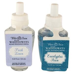 Bath & Body Works Wallflower Refills Fresh Linen. Eucalyptus Rain 0.8oz Lot of 2
